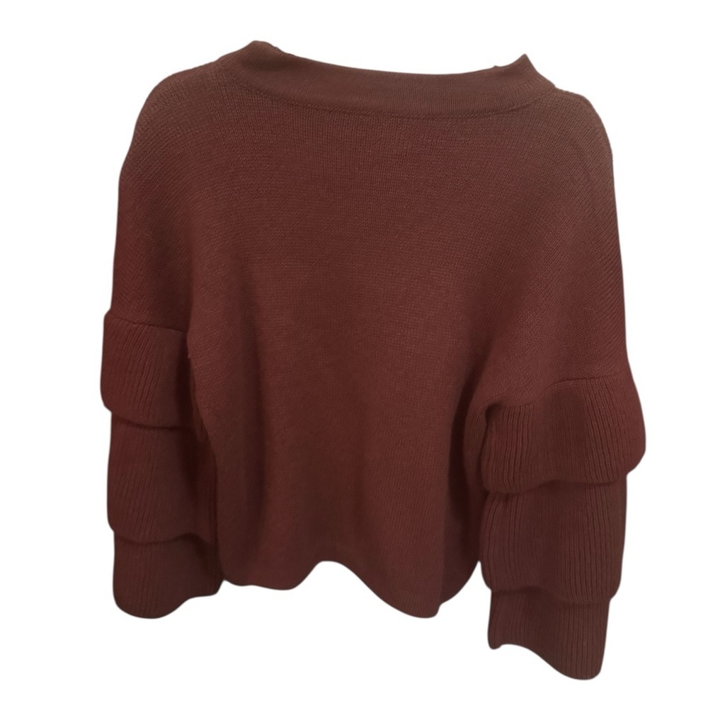Maroon Ruffle Sleeve Sweater - Picture 2 of 3